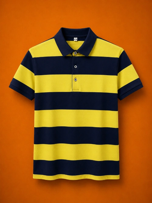 Men's Premium Chinese Polo T-Shirt - Wide Stripe