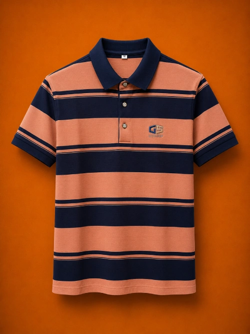 Men's Premium Chinese Polo T-Shirt - Wide Stripe