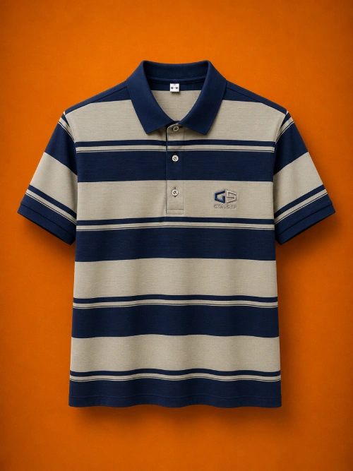 Men's Premium Chinese Polo T-Shirt - Wide Stripe